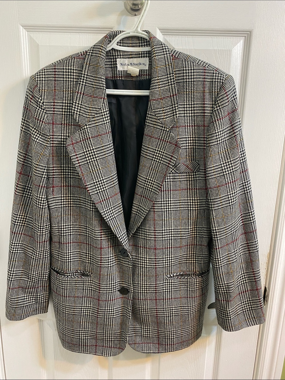 Vintage Norton McNaughton Women’s Size 8 Checkered Wool Blend Blazer Blokecore